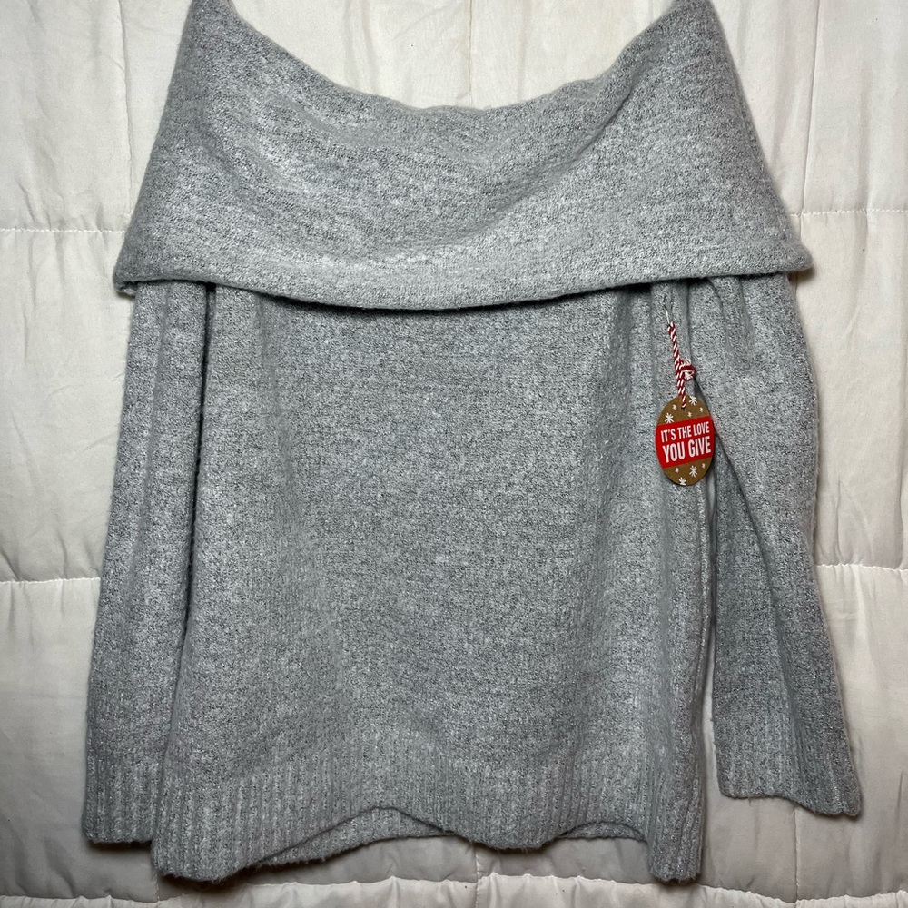 Forever 21+ Grey Off The Shoulder Sweater